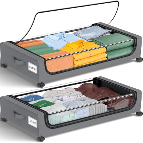 GoMaihe Under Bed Storage with Wheels 48L Grey 2-Pack - Image 2