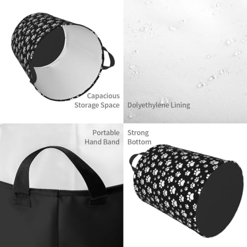 Dog Paws Black Laundry Hamper Bag With Waterproof Liner - Image 6