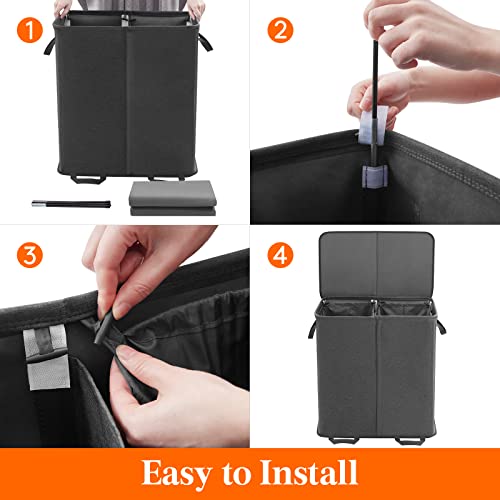 Lifewit Double Laundry Hamper with Lid, Removable Laundry Bags - Image 6