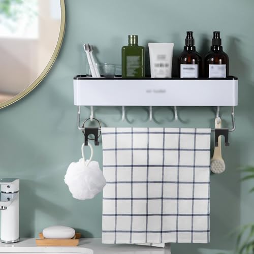 6 PACK Black Shower Caddy, Space Aluminum Towel Hooks - Image 5