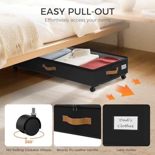 75L 2 Pack Adjustable Under Bed Storage with Wheels - Image 6