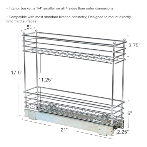 Household Essentials Chrome 2-Tier Sliding Cabinet Organizer, 5" - Image 3
