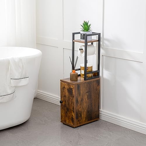 SUNTAGE Small Narrow Bathroom Storage Cabinet w/Toilet Paper Roll - Image 8
