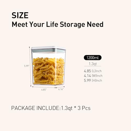 Airtight Food Storage Containers,1.3Qt 3Pcs Pop Food - Image 3