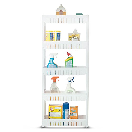 Bathroom and Kitchen Slim Storage Cart - Slide Out Shelf Storage - Image 2
