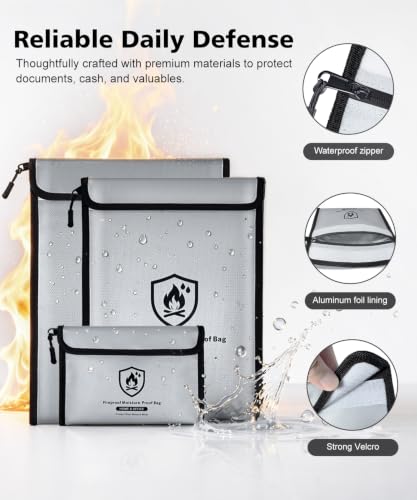 Fireproof Document Bag Box(3 Pack 2000℉), andyer 15”x - Image 8