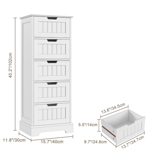 ChooChoo Bathroom Storage Cabinet with 5 Drawers, 15.7" W - Image 4