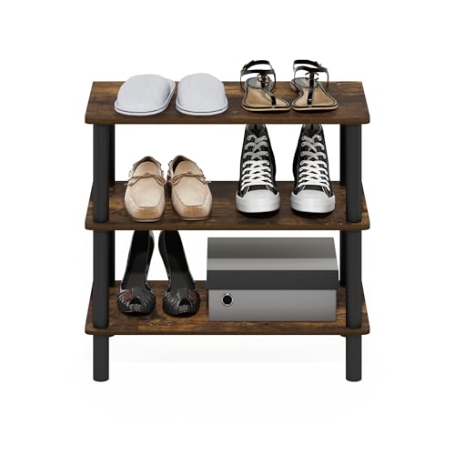 Furinno Turn-N-Tube 3-Tier Toolless Narrow Shoe Rack, Amber Pine - Image 6