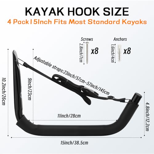 Heavy Duty Kayak Wall Rack for Garage, Kayak Storage - Image 3