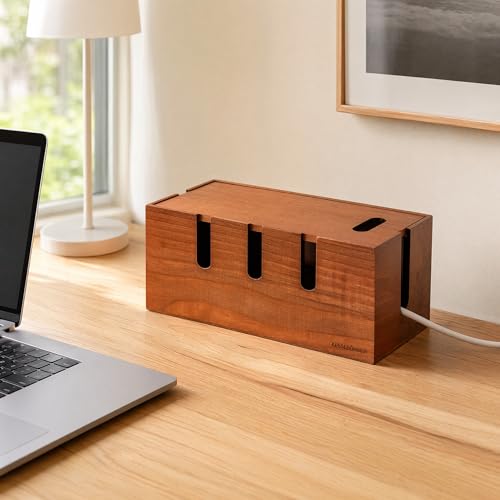 Wood Cable Management Box, Power Strip Cord Organizer Box - Image 7