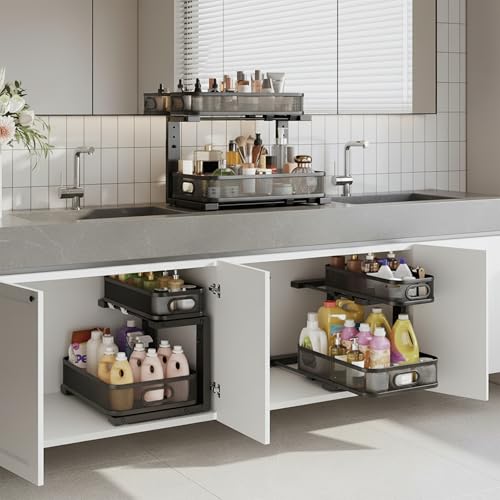 2 Pack Under Sink Organizer, Dual-Layer Pull Out Mes | All Products - Image 8