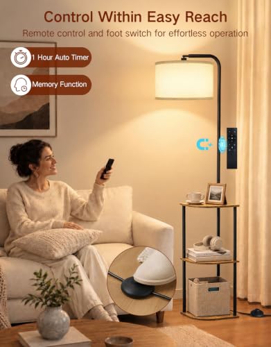 Corner Floor Lamp with Table, Standing Lamp with Side Table - Image 6