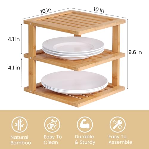 2 Pack Bamboo Corner Shelf,3 Tier Kitchen Cabinet - Image 4