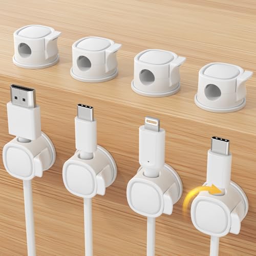 8Pack Rotatable Cord Organizer, Spring Cable Clips With Clasp - Image 1