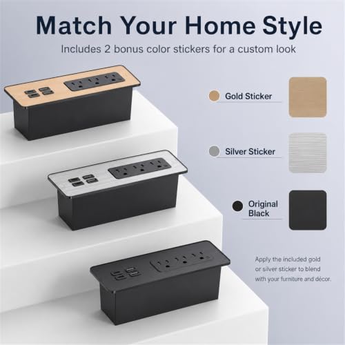 Recessed Power Strip with 65W USB C, Countertop Desk Outlet - Image 4