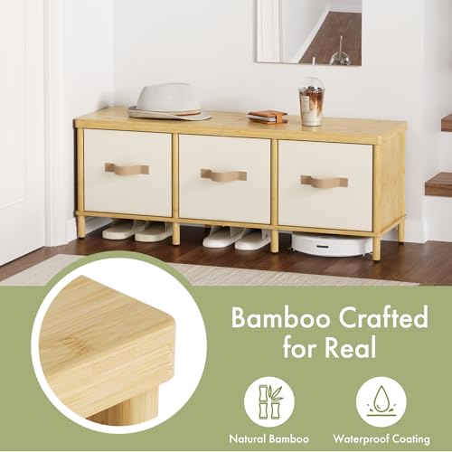 Shoe Bench, 43.3" Storage Bench, Entryway Bench with Cushion Seat - Image 4