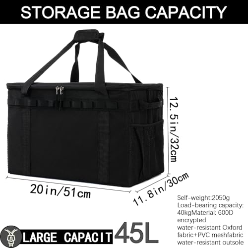45L Tactical Camping Storage Bag with 3 Removable Dividers, Black - Image 4