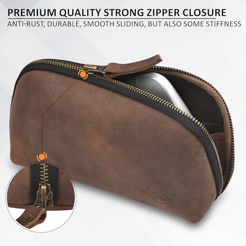 Leather Tech Pouch for Cables Chargers Phone | Tech Bag | Zipper - Image 5