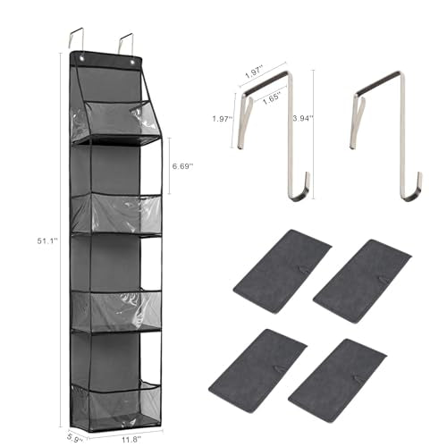 4-Shelf Over the Door Storage Hanging Closet Organizer (Grey) - Image 3