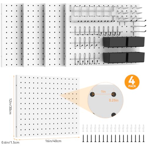 Peg Board, 4 Pack Metal Pegboard with Hooks - Image 7