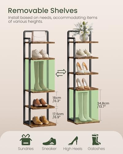 6-Tier Vertical Shoe Rack, Narrow Shoe Tower - Image 4