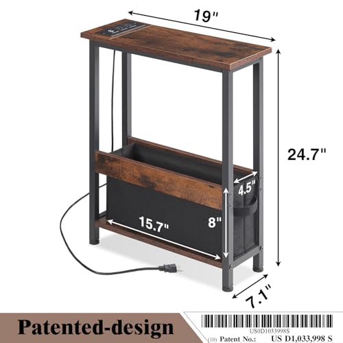 Slim Charging End Table with Storage - For Small Spaces - Image 4