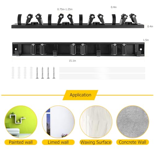 2 Pack Wall Mount Broom Holder with Sliding 3 & 4 Racks 4 - Image 3