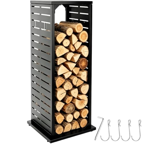 4ft Firewood Rack with Hook, Heavy Duty Vertical Firewood Rack - Image 2