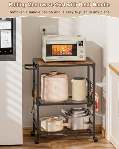 Feyejade 3-Tier Rolling Kitchen Cart with Storage, Compact Metal - Image 6