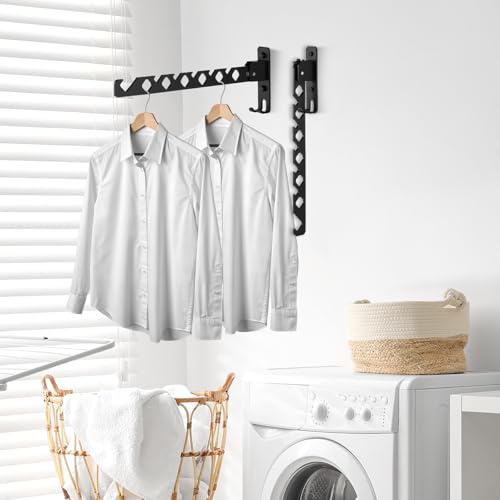Wall Mounted Clothes Hanger Rack, Heavy Duty Folding - Image 3