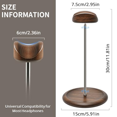 Universal Headset Stand for Desk with Walnut Storage Base - Image 3