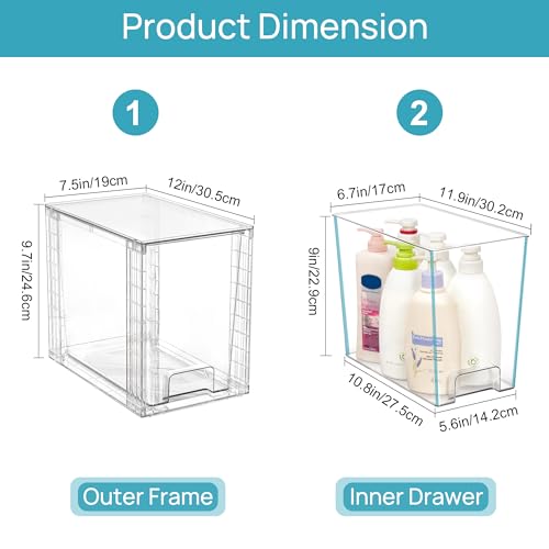 Vtopmart 4 Pack Clear Stackable Storage Drawers,9.7" High Plastic - Image 4