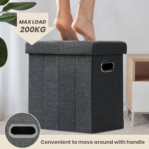 COSYLAND Collapsible Fabric Ottoman Footrest with Storage - Image 5