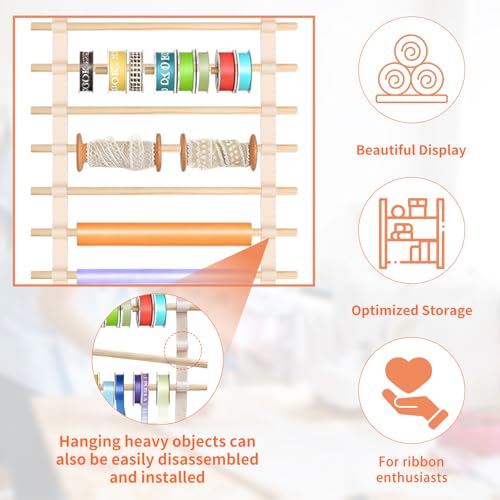 Over The Door Ribbon Organizer ：20 Tier Ribbon Holder Rack - Image 5
