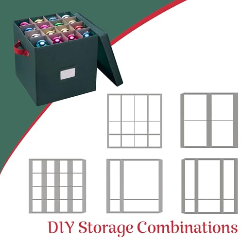 Elf Stor Christmas Ornament Storage Box, Green, 12” x 12” x 12” - Image 6