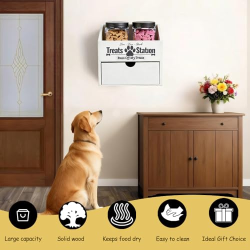 Pet Food Storage Container with Drawer, Wooden Dog Treat - Image 7