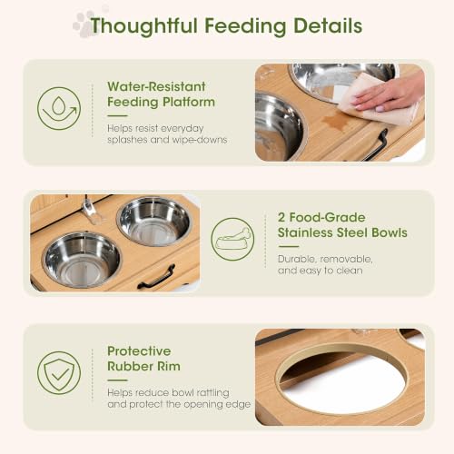 Dog Cabinet, Dog Feeding Station with Hidden Pull-Out Feeder, Oak - Image 5