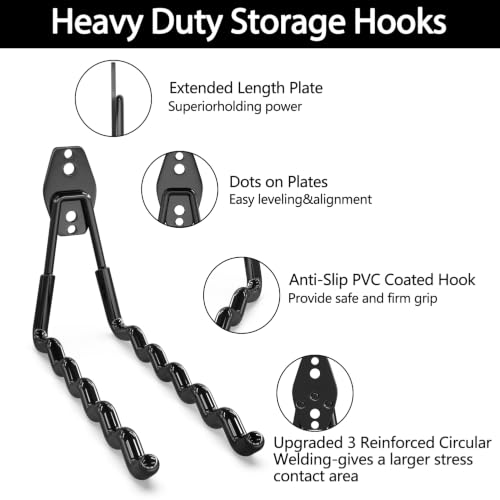 3-H Heavy Duty Garage Hooks, 46 Pack Wall Storage Organizer,Black - Image 5