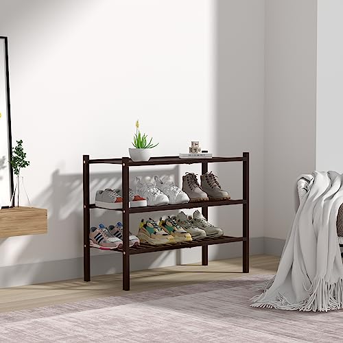 ROMGUAR CRAFT 3 Tier Bamboo Shoe Rack for Closet Free Standing - Image 8