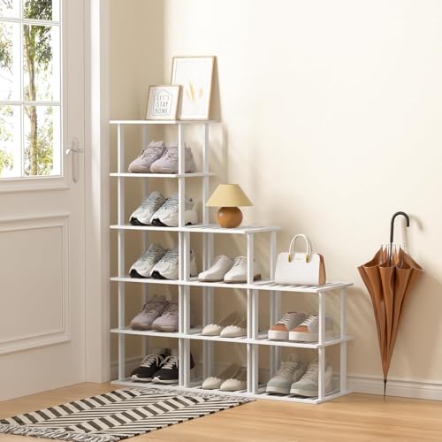 Vertical Bamboo Shoe Rack, Tall Narrow Shoe Storage Organizer - Image 4