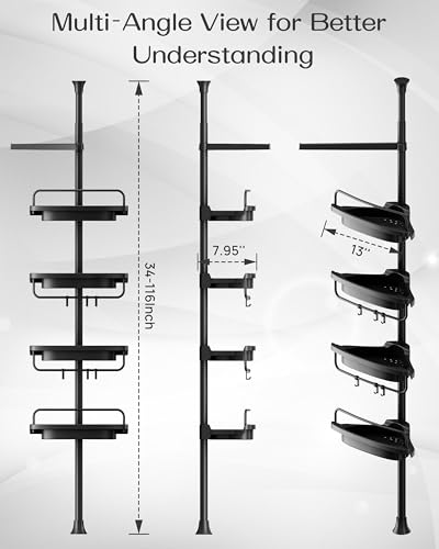 Corner Shower Caddy Tension Pole for Shampoo Holder, Stainless - Image 3