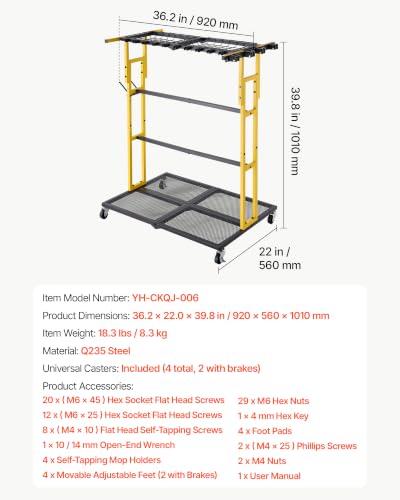 VEVOR Garden Tool Organizer with Wheels, Large Metal Garage - Image 8