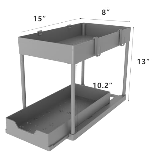 DEKAVA 2 Pack Under Sink Organizer, 2-Tier Sliding Cabinet Basket - Image 3