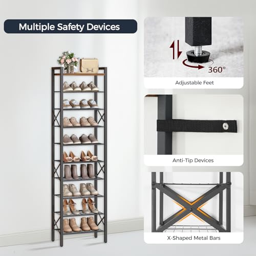 10-Tier Narrow Shoe Rack, Tall Shoe Rack for 10-20 Pairs - Image 7