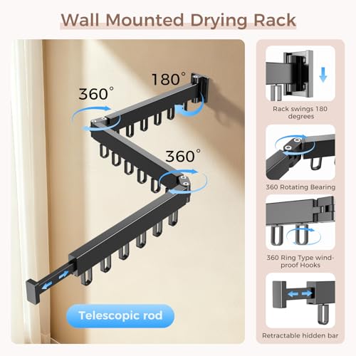 Wall Mounted Clothes Drying Rack, Space-Saving | Laundry & Clothing - Image 3