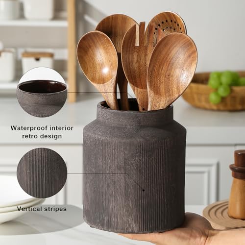 Farmhouse Ceramic Farmhouse Kitchen Utensil Holder - Image 5