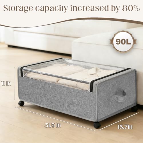Under Bed Storage with Wheels, 2 Pack Under Bed Storage - Image 3