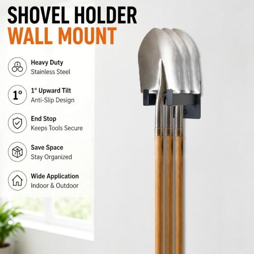 Shovel Holder Wall Mount, Heavy Duty Shovel Tool Rack - Image 4