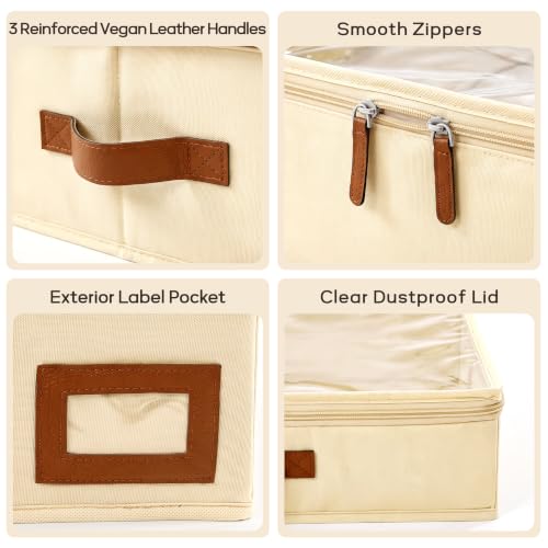 4" Low Profile Under Bed Storage Bins (2-Pack, Cream Beige) - Image 5