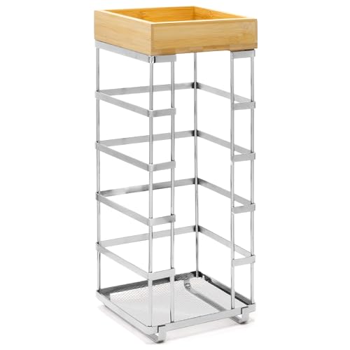 BROOKSTONE, Stylish Toilet Paper Holder with Bamboo Top Stand - Image 3